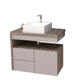 Gabinete Para Banheiro Aimoré 70 Com Cuba Cubo Cozimax Nudi/Tamarindo