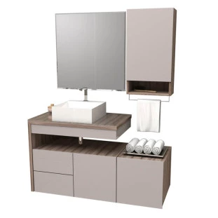 Conjunto de Banheiro Completo Aimoré 100 Cozimax Nudi/Tamarindo