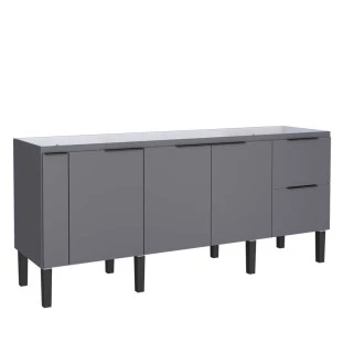 Gabinete De Madeira Para Pia De Cozinha 200cm Cisne Cozimax Cinza