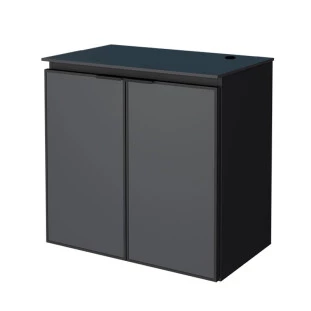 Gabinete Para Banheiro Aço Umbu 60 Tampo Vidro Sem Cuba Porta Vidro Cozimax Preto