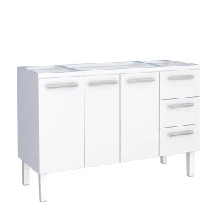 Gabinete de Aço Para Pia de 140cm Vênus 3 Gavetas Cozimax Branco