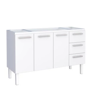 Gabinete de Aço Para Pia de 150cm Vênus 3 Gavetas Cozimax Cozimax Branco