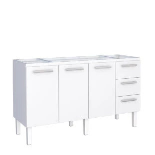 Gabinete de Aço Para Pia de 160cm Vênus 3 Gavetas Cozimax Branco