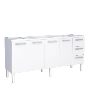 Gabinete de Aço Para Pia de 200cm Vênus 3 Gavetas Cozimax Branco