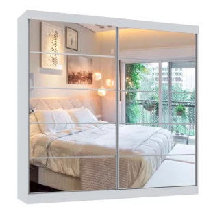 Guarda Roupa Camboriu 2 Portas de Espelho Mirarack Branco