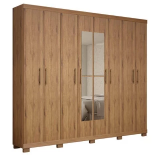 Guarda Roupa Casal 8 Portas Com Espelho Sevilha Gelius Madeirado