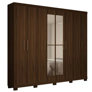 Guarda Roupa Casal 8 Portas Com Espelho Sevilha Gelius Nogueira