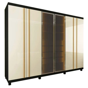 Guarda Roupa Casal Com LED 273cm x 240cm Absolut Reflecta Gelius Grafite/Off White