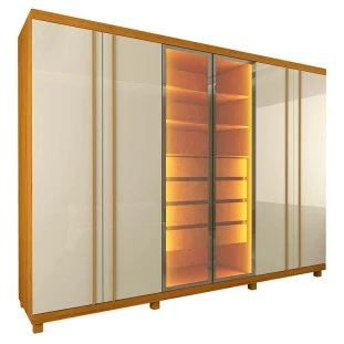 Guarda Roupa Casal Com LED 273cm x 240cm Absolut Reflecta Gelius Naturale/Off White