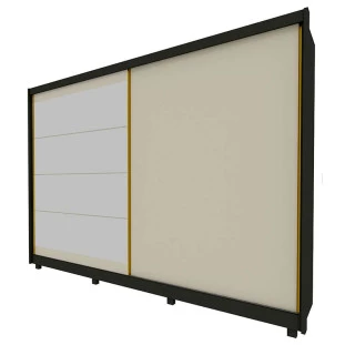 Guarda Roupa 2 Portas com Espelho 100% MDF Apolo Gelius Grafite/Off White