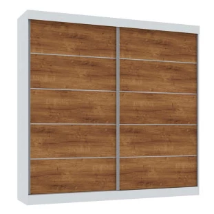 Guarda Roupa 2 Portas de Correr Camboriu Mirarack Branco/Canela