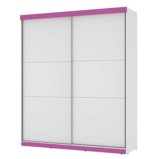 Guarda Roupa 2 Portas Correr Caribe Mirarack Branco/Rosa