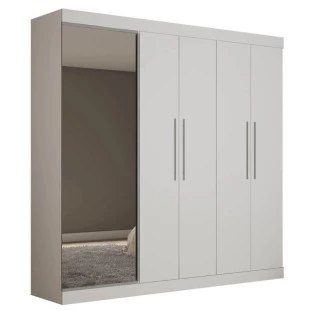 Guarda Roupa Com Sapateira Porta Espelho Magnífico Gelius Branco