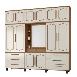 Guarda Roupa 12 Portas Diamante Capelinha Fabrimoveis Freijo/Off White