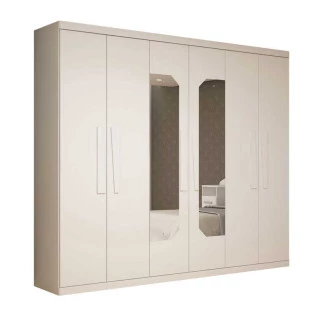 Guarda Roupa Casal 6 Portas com Espelho Infinity Gelius Branco