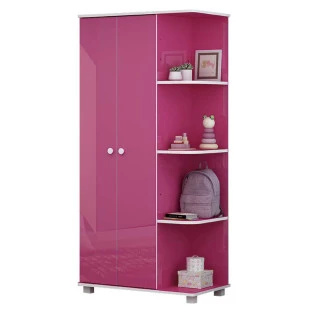Guarda Roupa Infantil Menina 2 Portas Princesinha Gelius Pink Plock