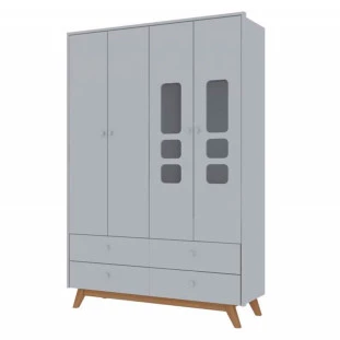Guarda Roupa Infantil 4P 4G Sol Pés Cadeira Gelius Branco