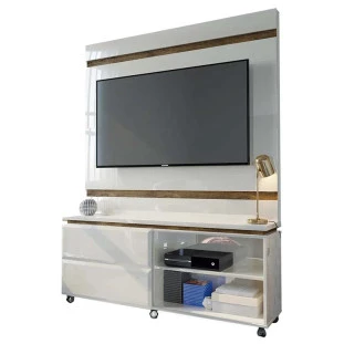 Estante Home Para Sala Pequena Allegro 1.3 Lukaliam Off White/Canela
