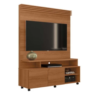 Estante Home Sala Pequeno 136cm Para TV 55 Pol Berlim Lukaliam Jequitiba