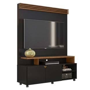 Home Sala Para TV Até 55 Pol Berlim 1.36 Lukaliam Preto/Canela