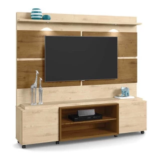 Estante Home Para TV 60 Polegadas Bless 1.8 Com LED Lukaliam Carvalho/Canela
