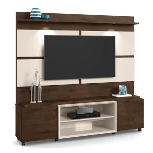 Estante Home Para TV 60 Polegadas Bless 1.8 Com LED Lukaliam Noce/Off White