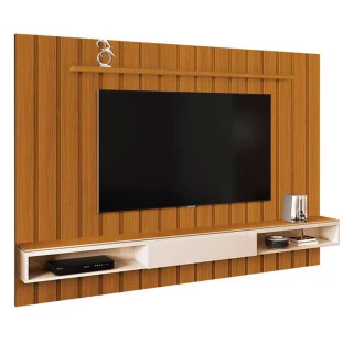 Painel Ripado Para TV 75 Polegadas 217cm Brise com Nicho 2.2 EDN Cedro/Off White