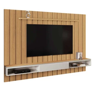 Painel Ripado Para TV 75 Polegadas 217cm Brise com Nicho 2.2 EDN Freijo/Fendi