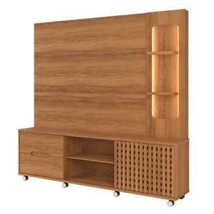 Estante Home Sala 207cm Para TV 70 Pol LED Brise Lukaliam Jequitiba