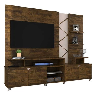 Estante Home Para TV 55 Polegadas Cross 2.1 Com LED Lukaliam Canela/Off White