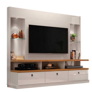 Estante Home Para TV 55 Polegadas Dinamarca 2.2 Lukaliam Off White/Amêndoa