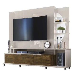 Estante Home Para TV 55 Polegadas Elegance 2.1 Lukaliam Off White/Canela