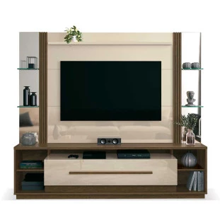 Estante Home Para TV 60 Polegadas Império EDN Off White/Nogal