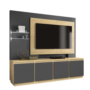 Estante Home Para TV até 55 Luz EDN Grafite/Pinus