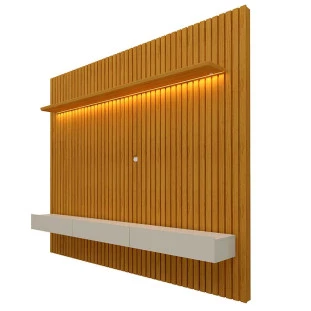 Home Ripado Para TV 75 Polegadas Com LED 230x217 Nobre Clean Gelius Naturale Ripado/Off White