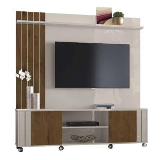 Estante Home Para TV 55 Polegadas Ravello 1.8 Lukaliam Off White/Canela