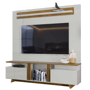 Home Sala Para TV Até 60 Pol Zafira Lukaliam Off White/Canela