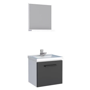 Conjunto Para Banheiro Aço Gabinete e Espelho Pitanga 40 Cozimax Branco/Preto