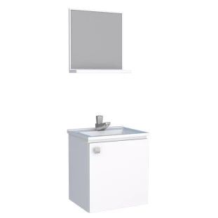 Conjunto Para Banheiro Aço Gabinete e Espelho Cacau 40 Cozimax Branco