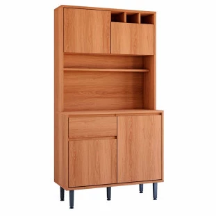 Kit Cozinha Pequena Completa 90x180cm Adega 4 Portas 1 Gaveta Soft Lukaliam Jequitiba