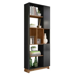 Livreiro Multiuso Moderno Drumond Lukaliam Preto/Canela