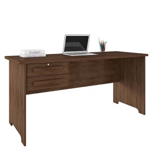 Escrivaninha Mesa Escritório 160cm 2 Gavetas Cannes RV Móveis Noce
