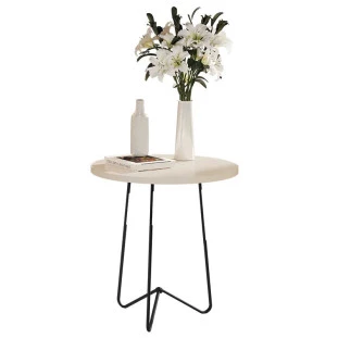 Mesa de Apoio 60x60 Pés de Ferro 8004 JB Bechara Pérola/Preto