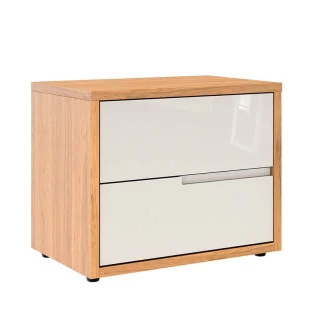 Mesa de Cabeceira 2 Gavetas Cava 100% MDF Concept Robel Freijo/Off White Liso