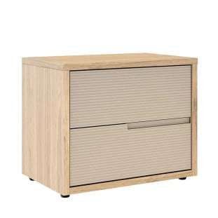 Mesa de Cabeceira 2 Gavetas Cava 100% MDF Concept Robel Hanover/Fendi Frisado