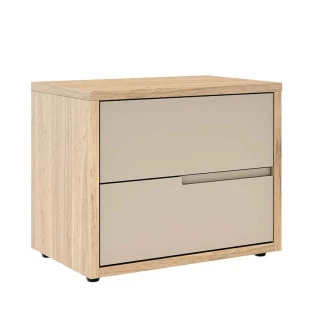 Mesa de Cabeceira 2 Gavetas Cava 100% MDF Concept Robel Hanover/Fendi Liso