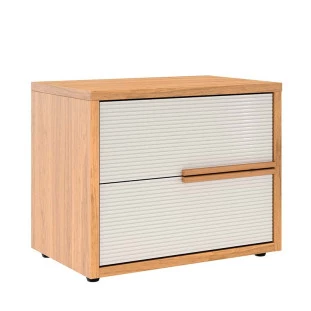 Mesa de Cabeceira 2 Gavetas Puxadores 100% MDF Concept Robel Freijo/Off White Frisado