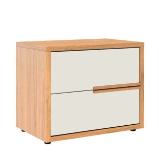 Mesa de Cabeceira 2 Gavetas Puxadores 100% MDF Concept Robel Freijo/Off White Liso