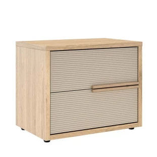 Mesa de Cabeceira 2 Gavetas Puxadores 100% MDF Concept Robel Hanover/Fendi Frisado