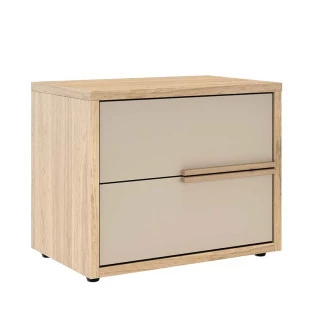 Mesa de Cabeceira 2 Gavetas Puxadores 100% MDF Concept Robel Hanover/Fendi Liso